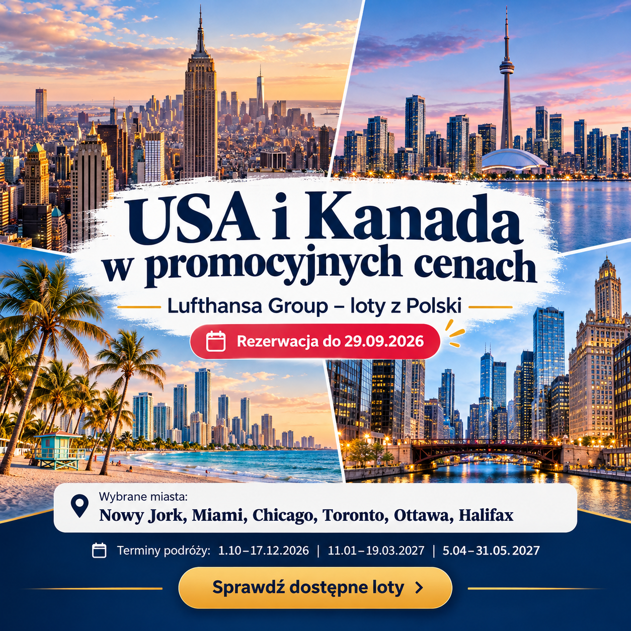 Promocyjne ceny Lufthansa Group na loty do USA i Kanady Promocyjne ceny Lufthansa Group na loty do USA i Kanady