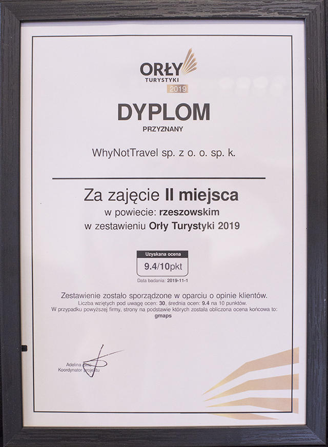 Dyplom Orły Turystyki 2019 (zdjęcie 2)