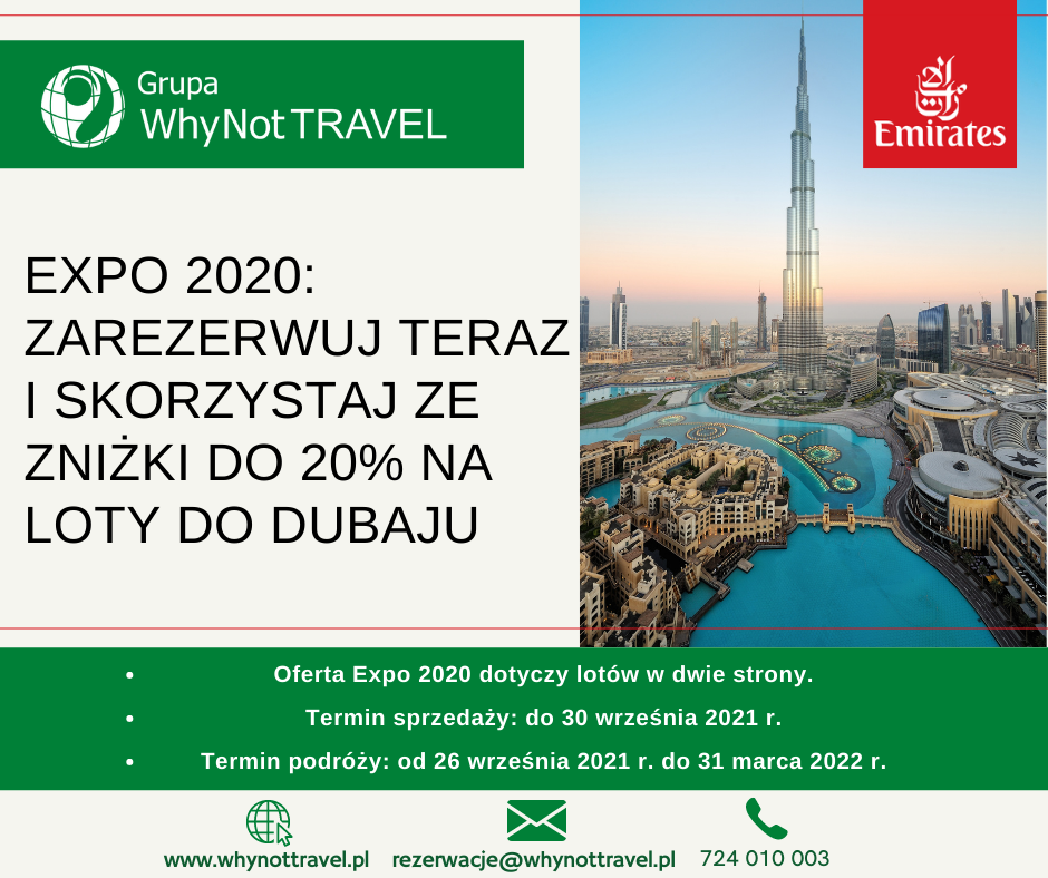 Expo 2020: zniżka do 20% na loty do Dubaju od Emirates