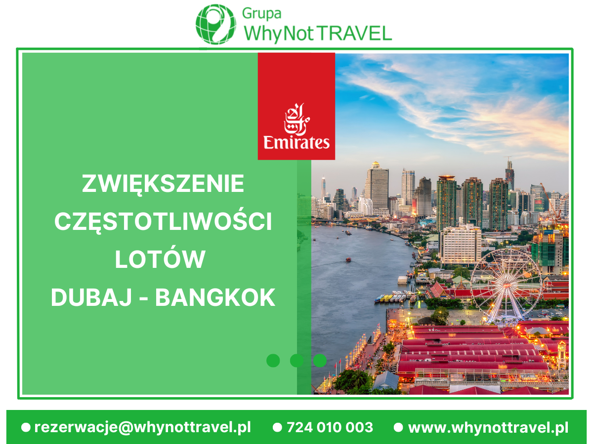  Emirates zwiększa częstotliwość lotów Dubaj - Bangkok